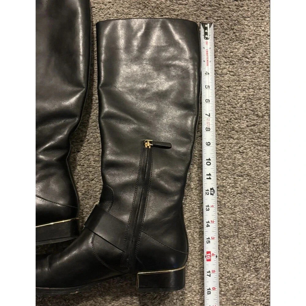 Tory‎ Burch Sofia black belted leather Reva Tall Riding boots women's size 8